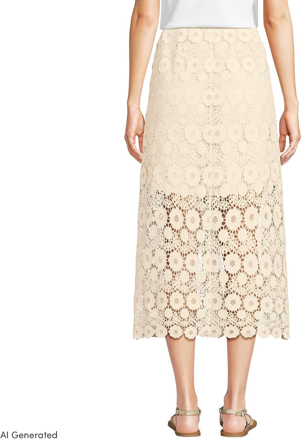 image:imageWomens Lace Overlay Midi SkirtIvory Latte