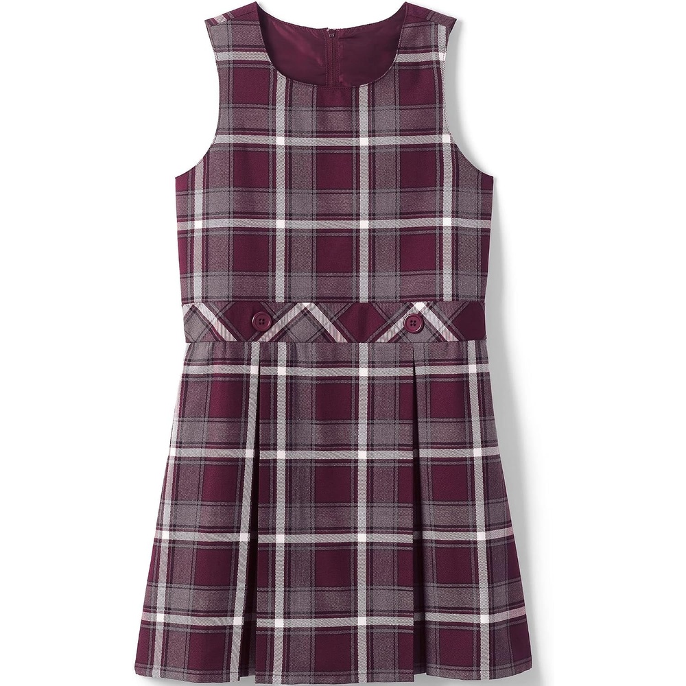 image:imageLands End Girls School Uniform JumperBurgundyGray Plaid