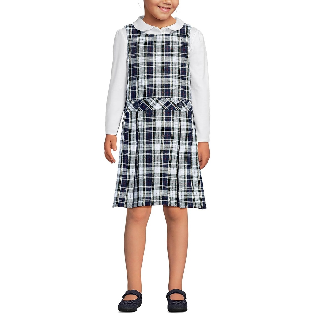 image:imageLands End Girls School Uniform JumperClassic Navy Multi Plaid