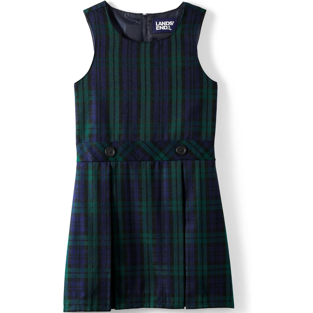 image:imageLands End Girls School Uniform JumperPlaid Classic NavyEvergreen