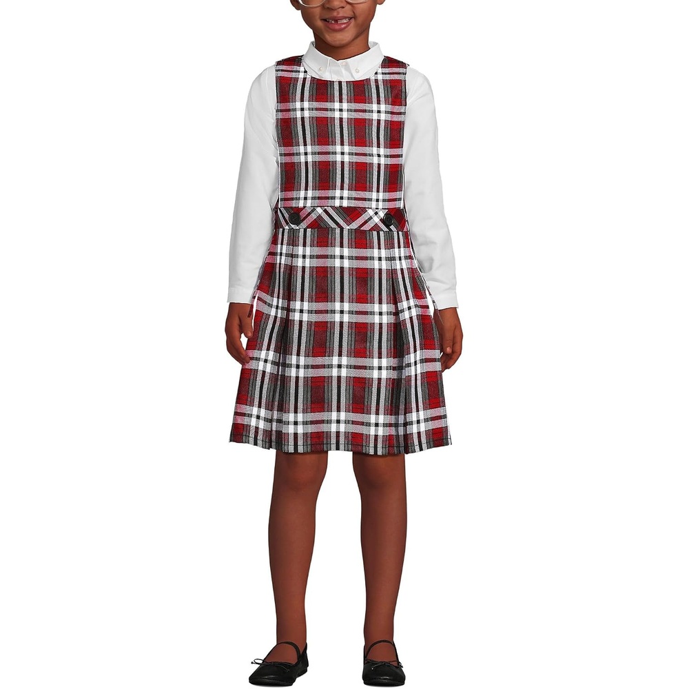 image:imageLands End Girls School Uniform JumperRedGraphite Plaid