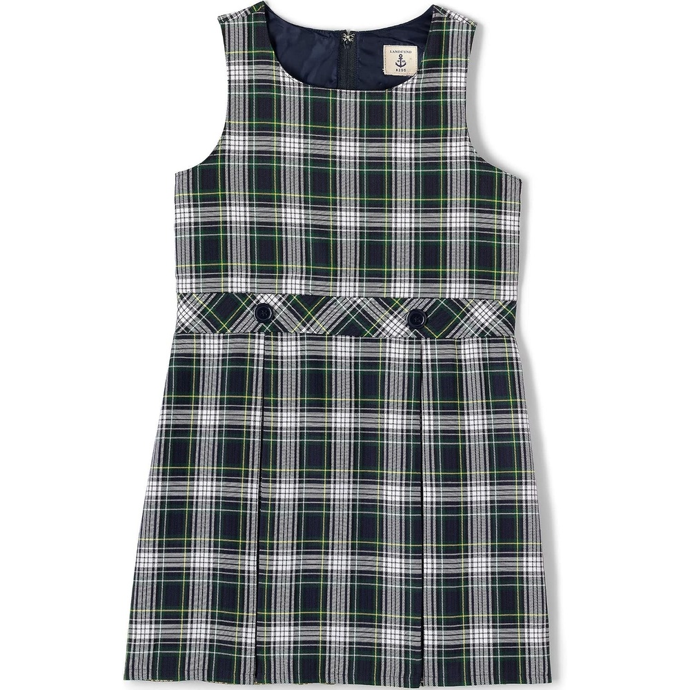 image:imageLands End Girls School Uniform JumperWhiteEvergreen Plaid
