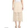 Women’s Lace Overlay Midi Skirt(Ivory Latte)