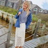 Women’s Lace Overlay Midi Skirt(Ivory Latte)