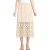Women’s Lace Overlay Midi Skirt(Ivory Latte)