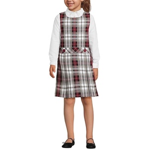 Lands’ End Girls School Uniform Jumper(Garnet/Khaki Plaid)