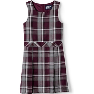 Lands’ End Girls School Uniform Jumper(Plaid Burgundy/Gray)