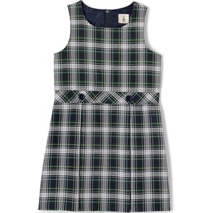 Lands’ End Girls School Uniform Jumper(White/Evergreen Plaid)