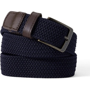 Lands’ End Men’s Elastic Braid Belt(Radiant Navy/Brass)