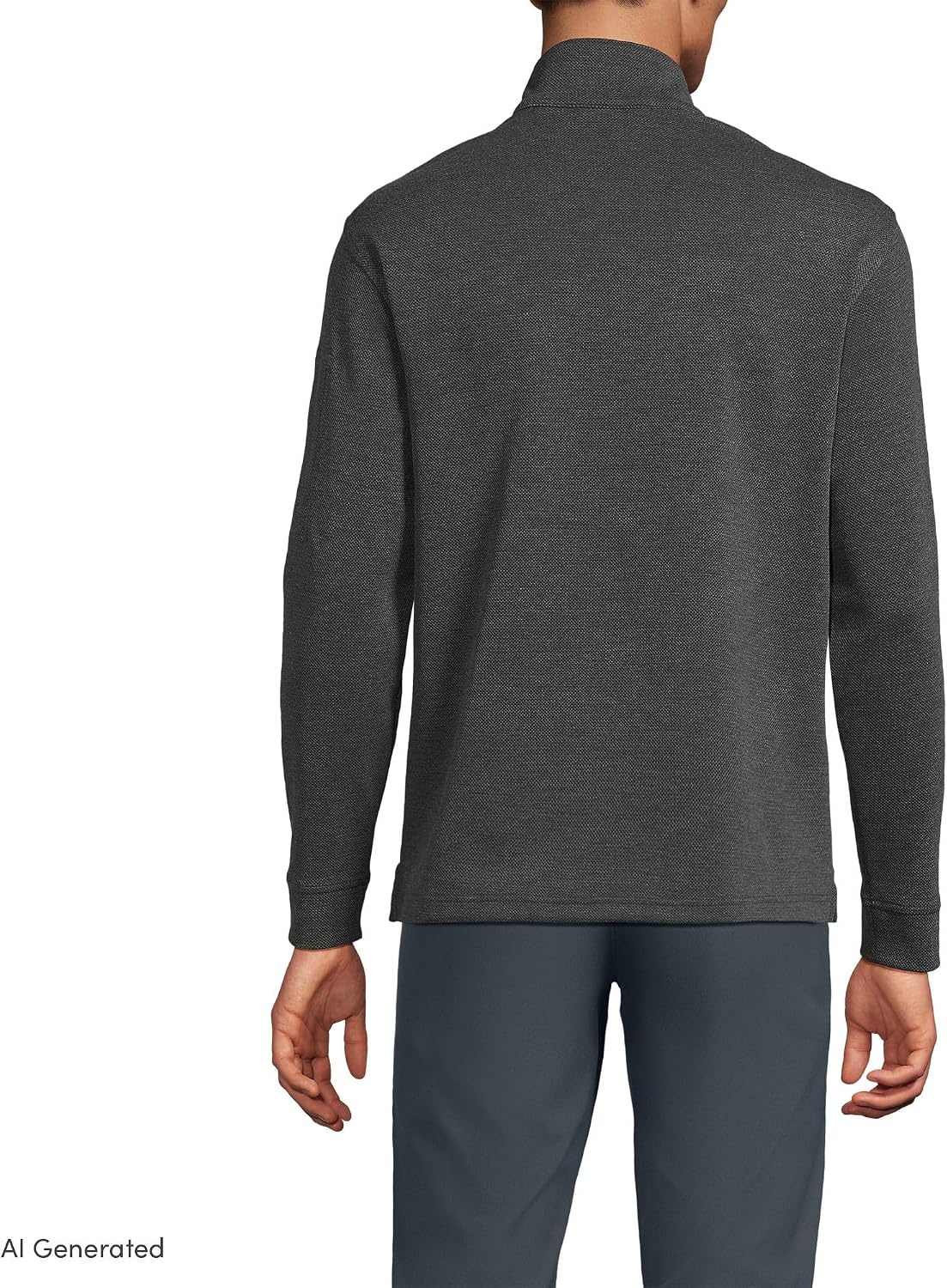 image:imageLands End Mens Long Sleeve Cooling Performance Pique Quarter ZipDark Charcoal Heather
