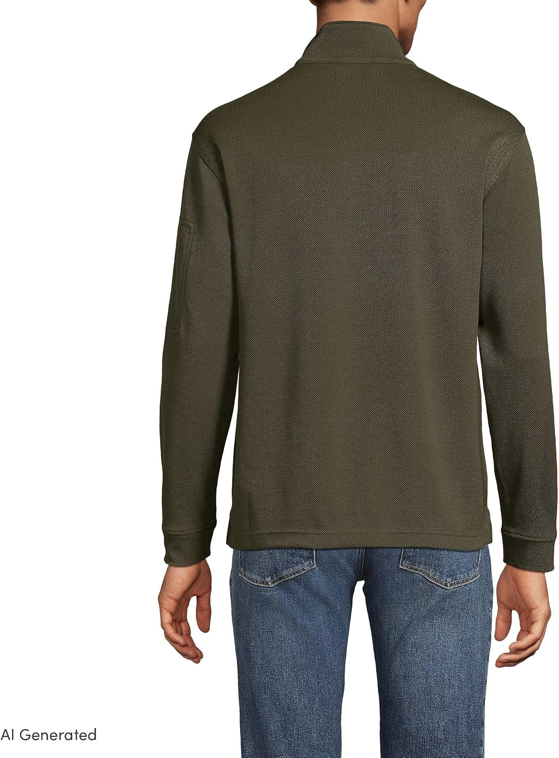 image:imageLands End Mens Long Sleeve Cooling Performance Pique Quarter ZipForest Moss