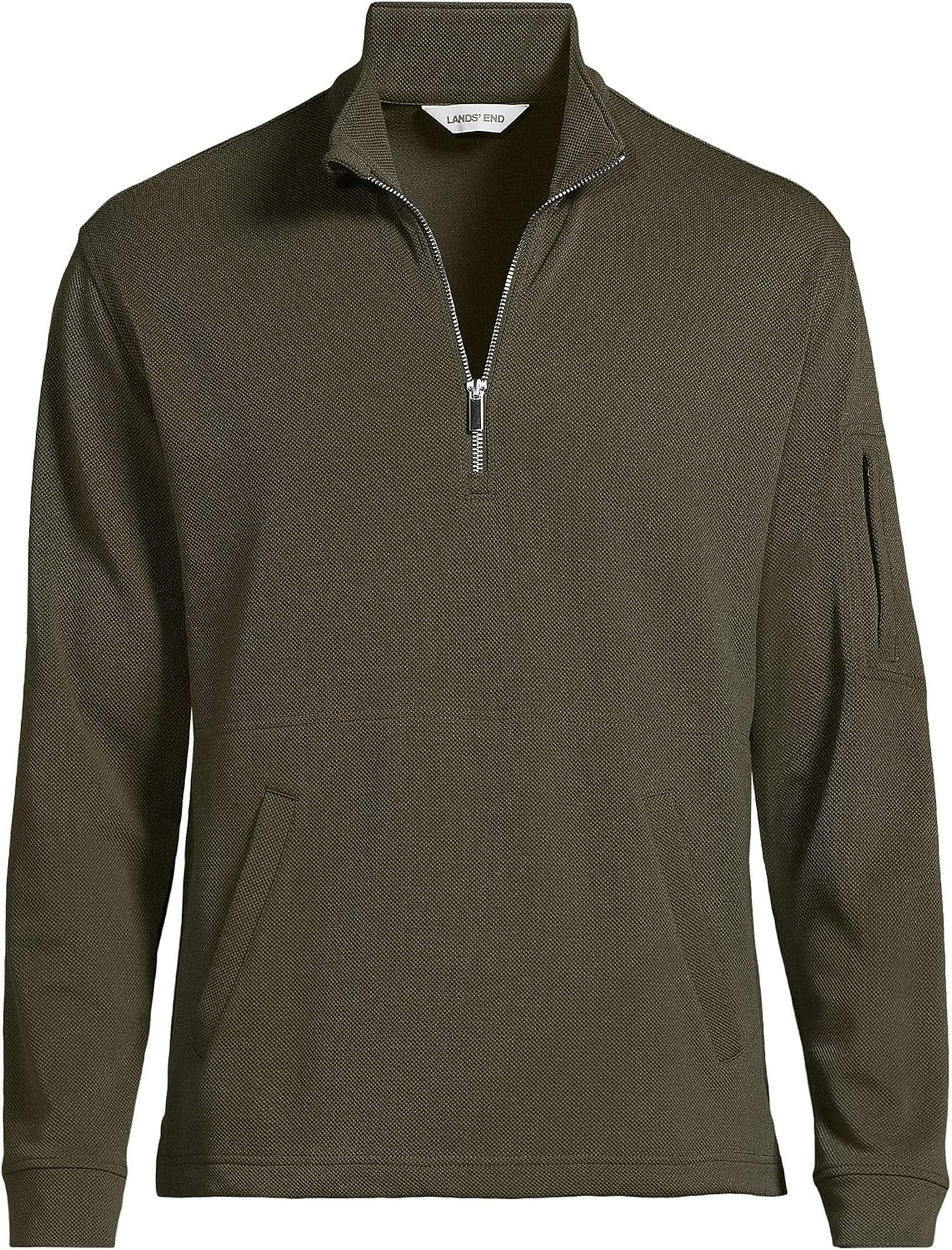 image:imageLands End Mens Long Sleeve Cooling Performance Pique Quarter ZipForest Moss