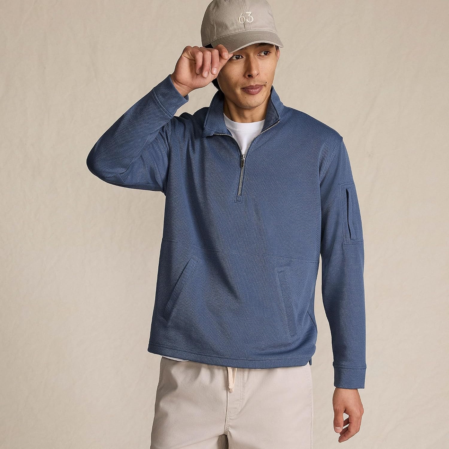 image:imageLands End Mens Long Sleeve Cooling Performance Pique Quarter ZipNightfall Blue