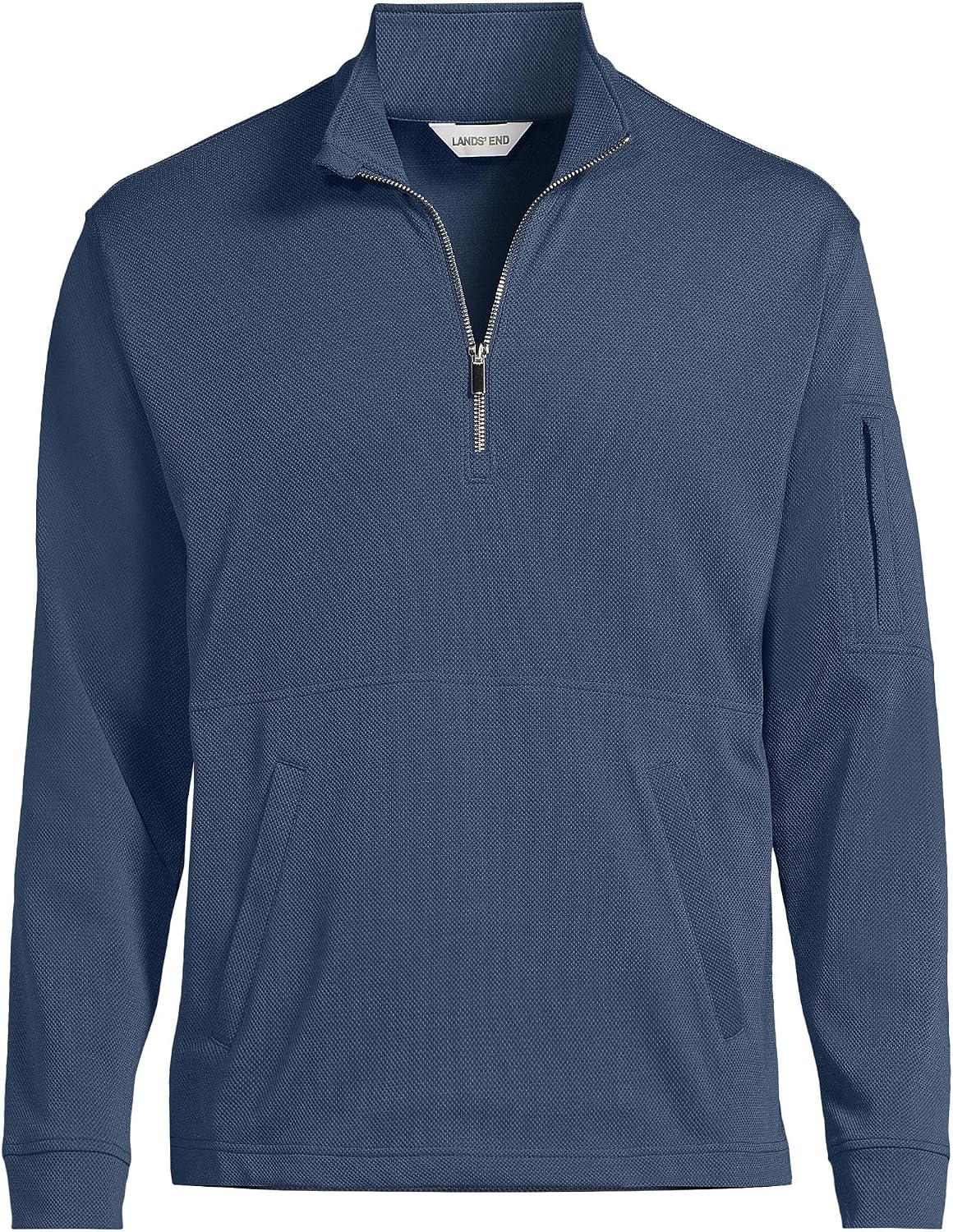 image:imageLands End Mens Long Sleeve Cooling Performance Pique Quarter ZipNightfall Blue