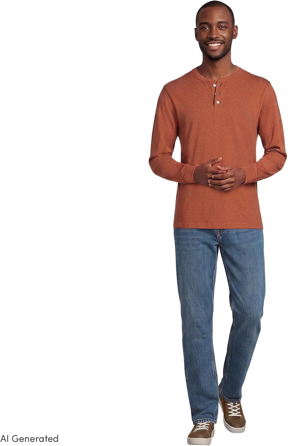 image:imageLands End Mens SuperT Long Sleeve Henley ShirtAutumn Ember Heather