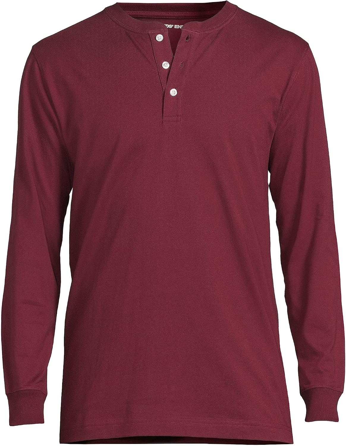 image:imageLands End Mens SuperT Long Sleeve Henley ShirtRich Burgundy