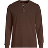 Lands’ End Men’s Super-T Long Sleeve Henley Shirt(Dark Walnut Brown)