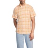 Men’s Traditional Fit Short Sleeve Madras Shirt(Subtle Apricot/Yellow Plaid)