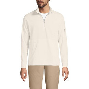 Lands’ End Men’s Long Sleeve Cooling Performance Pique Quarter Zip(Ivory Latte)