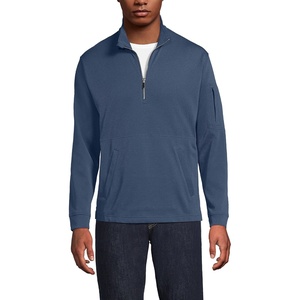 Lands’ End Men’s Long Sleeve Cooling Performance Pique Quarter Zip(Nightfall Blue)