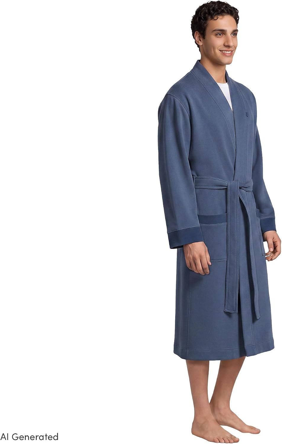 image:imageLands End Mens Serious Sweats RobeNightfall Blue