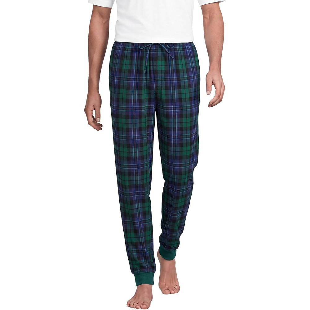 image:imageLands End Mens Flannel Jogger Pajama PantsLiberty BluePine Blackwatch