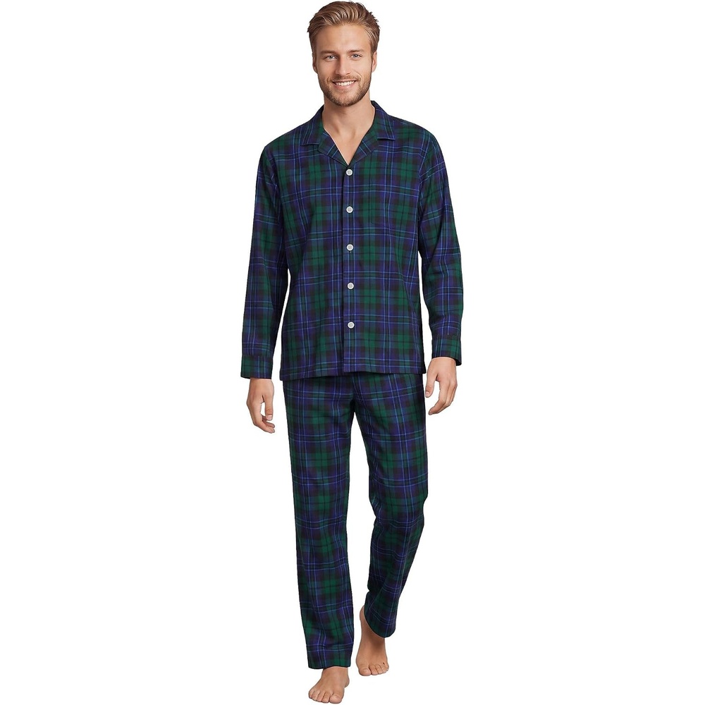 image:imageLands End Mens Long Sleeve Essential Pajama SetLiberty BluePine Blackwatch