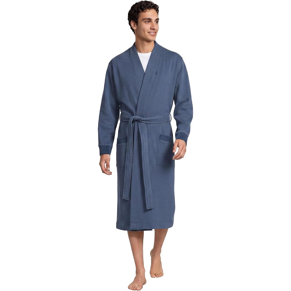 image:imageLands End Mens Serious Sweats RobeNightfall Blue