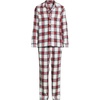 Lands’ End Men’s Flannel Pajama Set(Ivory/Compass Red Multi Plaid)
