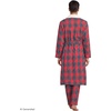 Lands’ End Men’s Sherpa Fleece Lined Flannel Robe(Compass Red/Pine Plaid)