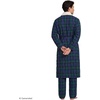 Lands’ End Men’s Sherpa Fleece Lined Flannel Robe(Liberty Blue/Pine Blackwatch)