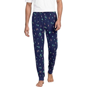 Lands’ End Men’s Flannel Jogger Pajama Pants(Skiers/Deep Sea Navy)
