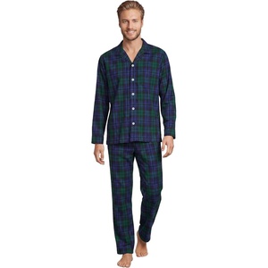 Lands’ End Men’s Long Sleeve Essential Pajama Set(Liberty Blue/Pine Blackwatch)